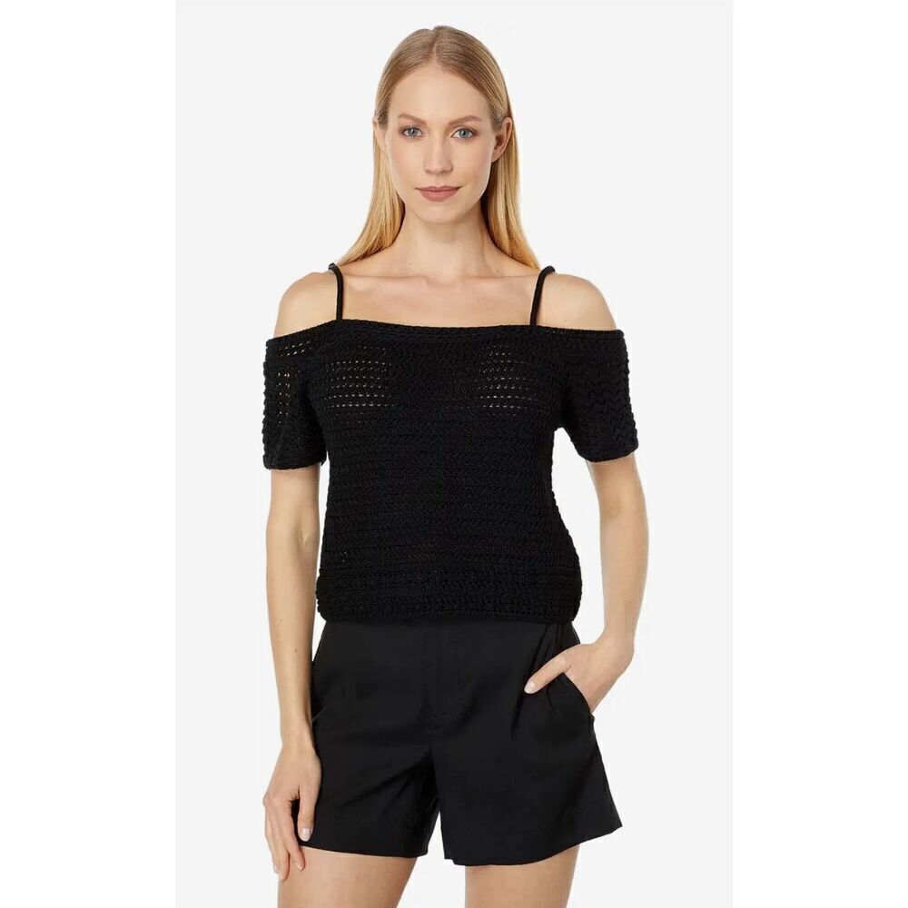 Vince Open Shoulder Organic Cotton Tank in Black NWT Size X-Small